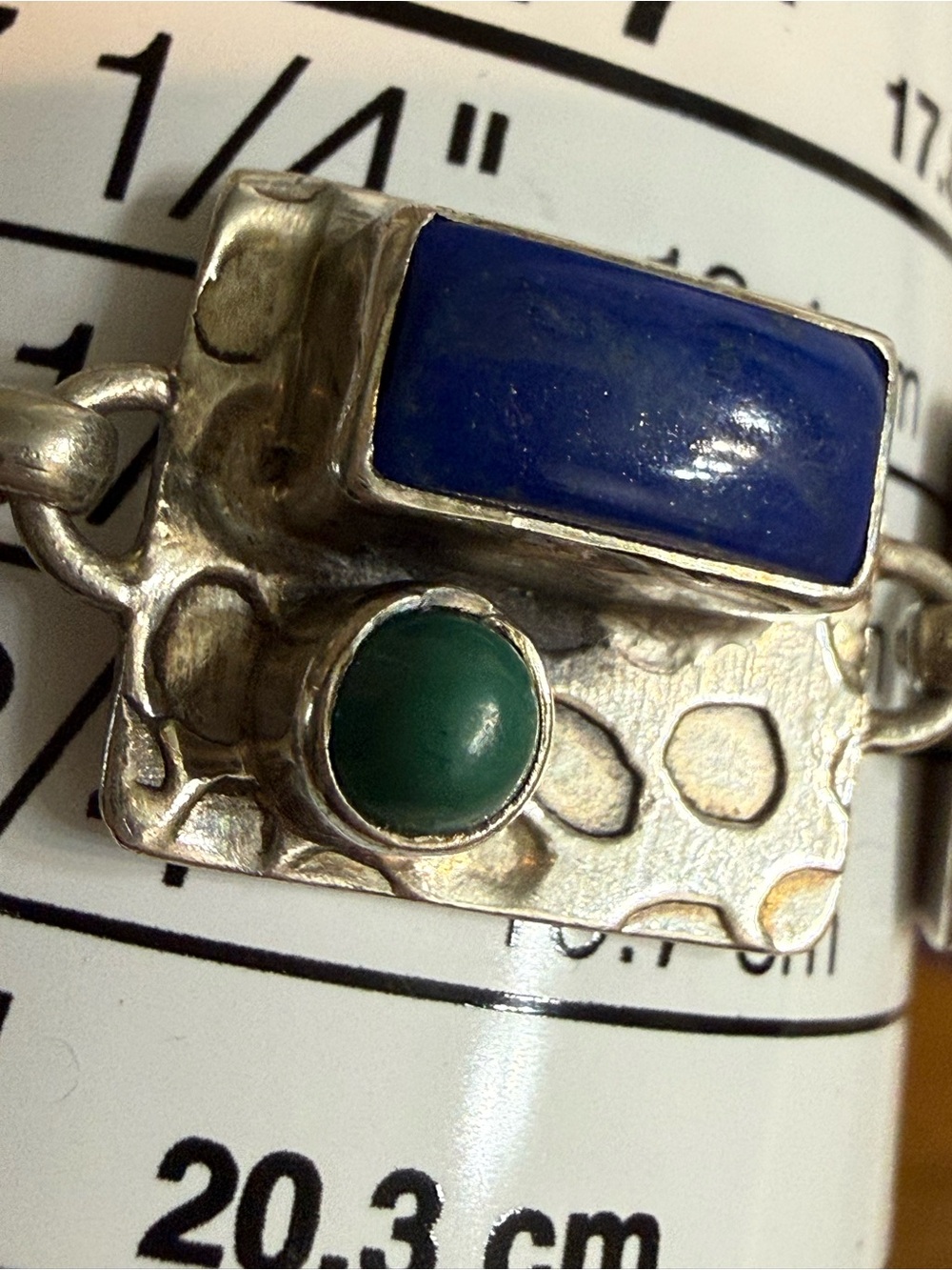 Sterling Silver 825 Multi Gemstone Stone Bracelet Fits 7.5 Peridot Turquoise Etc - Picture 10 of 16